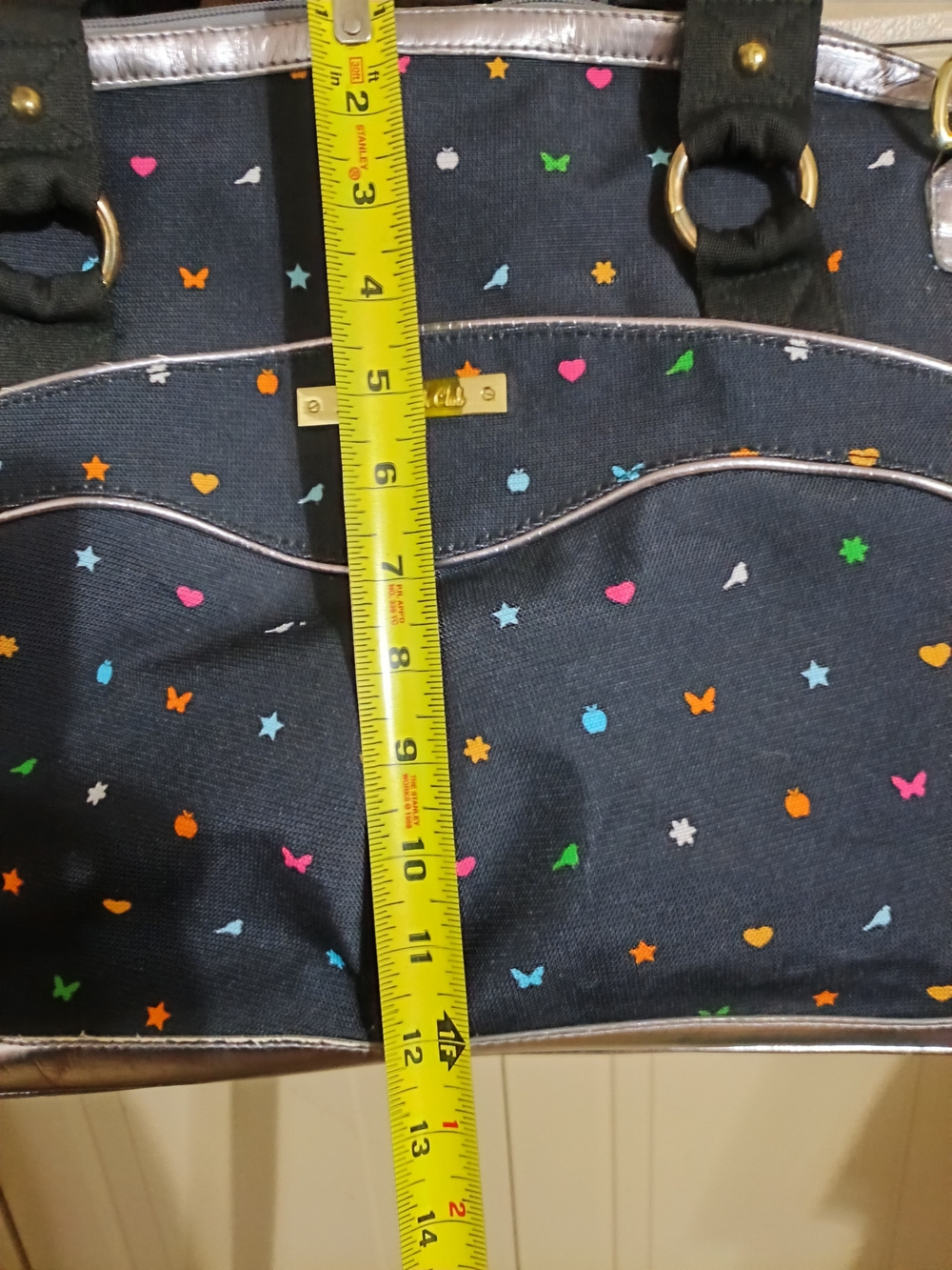 Black Multi-Color Heart & Star Travel Duffel with Silver Trim - Picture 4 of 5